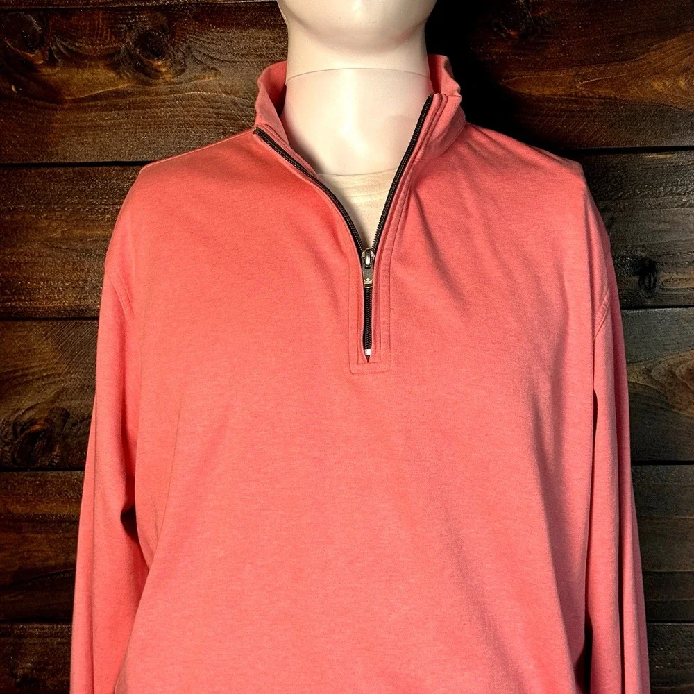 Peter Millar Seaside Wash Pique 1/4 Zip Pullover Golf‎ Men's Size Large Salmon